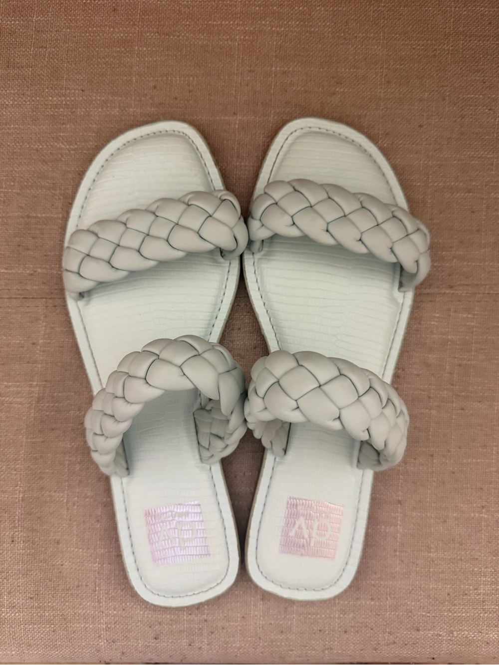 Dolce Vita White Braided Double-Strap Slide Sandals